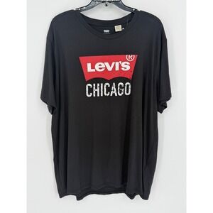 Levis Chicago Graphic T Shirt Black XXLarge Men Casual Tee